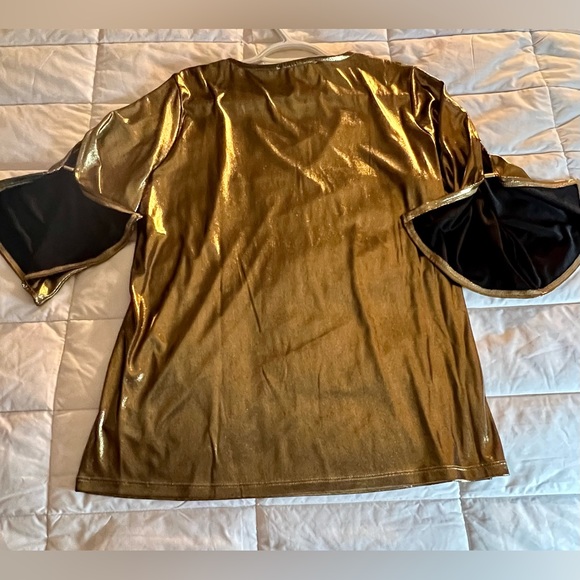 NWT MICHAEL Michael Kors gold shimmering blouse with black lining. Very pretty! - Picture 9 of 10